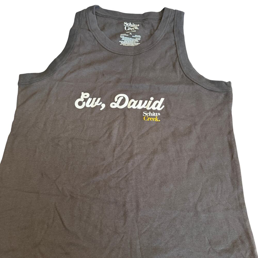 Schitt's Creek Women's Ew David Ribbed Graphic Black Tank Top - Size Large - NWT